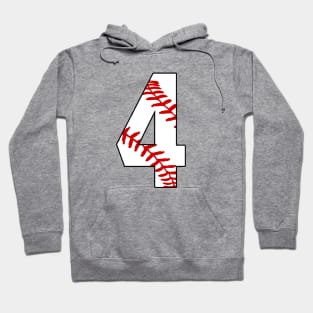 Baseball Number 4 #4 Baseball Shirt Jersey Favorite Player Biggest Fan Hoodie